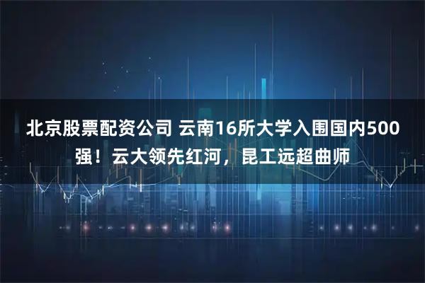 北京股票配资公司 云南16所大学入围国内500强！云大领先红河，昆工远超曲师