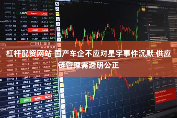 杠杆配资网站 国产车企不应对星宇事件沉默 供应链管理需透明公正